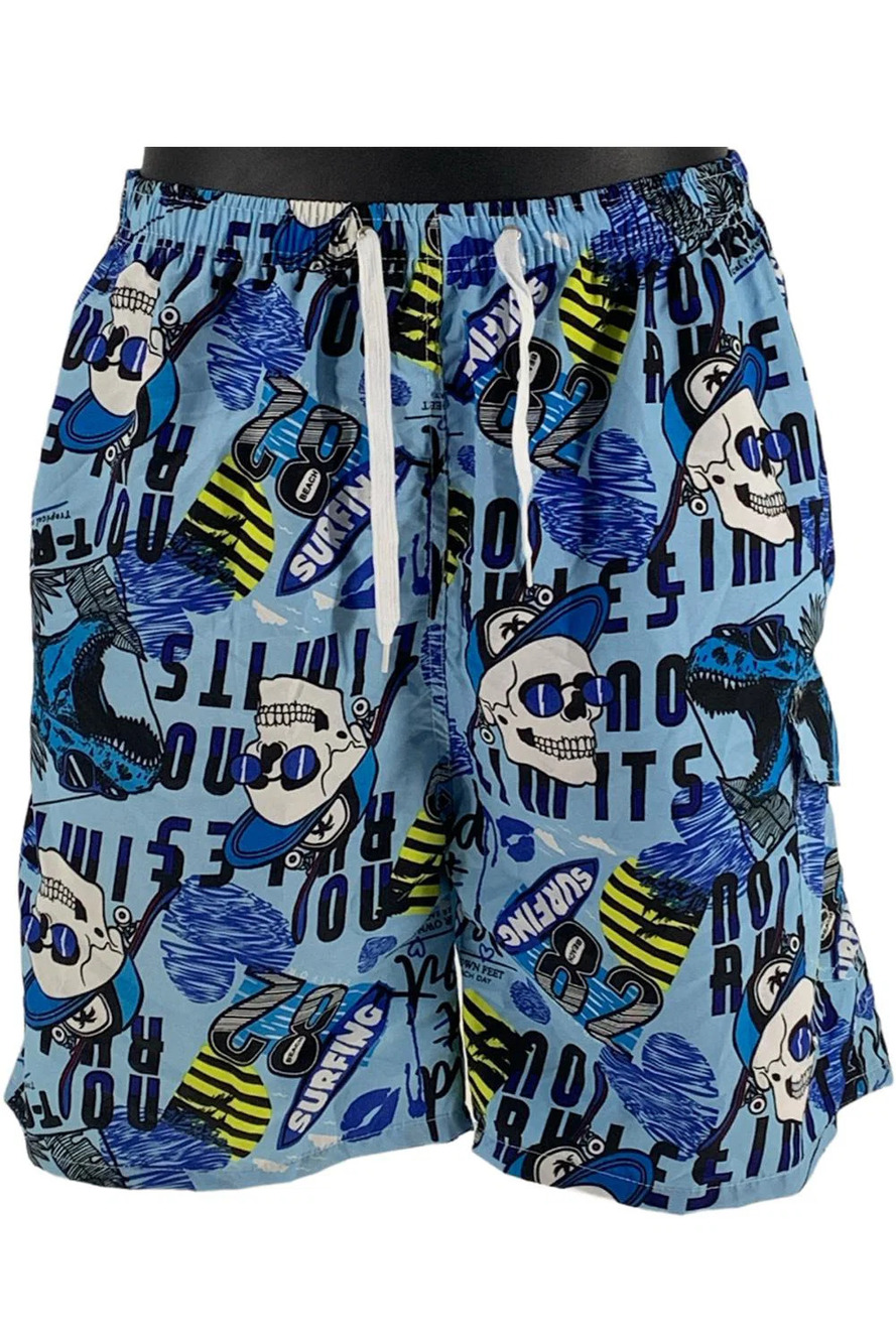 Comfort Fit Men's Three Pocket Knee Length Swim Trunks Rad Blue - Regular